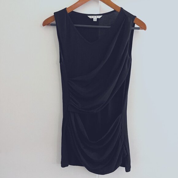 Cabi Stretchy Black Top Cross Over Contrast Straps Women's Size S - Picture 1 of 1